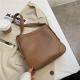 High Capacity PU Leather Crossbody Bags For Women Casual Bucket Bags