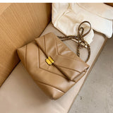 Vintage Chain Crossbody Bags - High Capacity PU Leather Women Shoulder Handbags