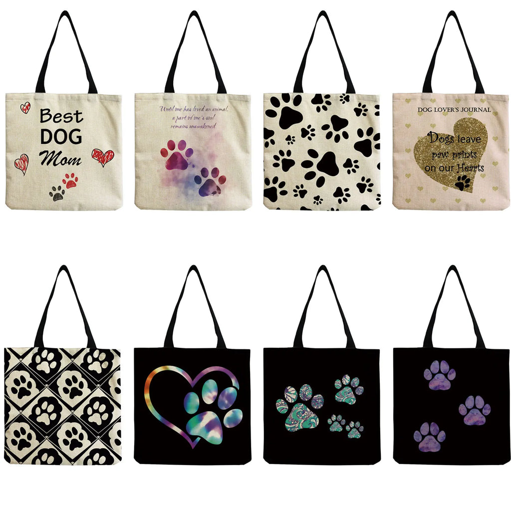 Cat Paw Print Shoulder Bag Eco Friendly Women Travel Beach Bag