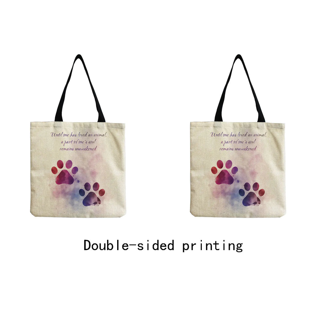 Cat Paw Print Shoulder Bag Eco Friendly Women Travel Beach Bag