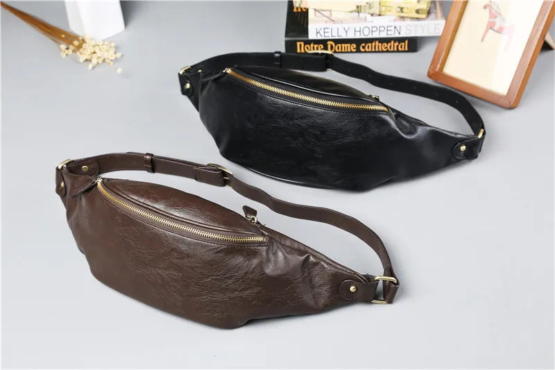 High Men's Crossbody Bag Leather Casual Man Sling Bag
