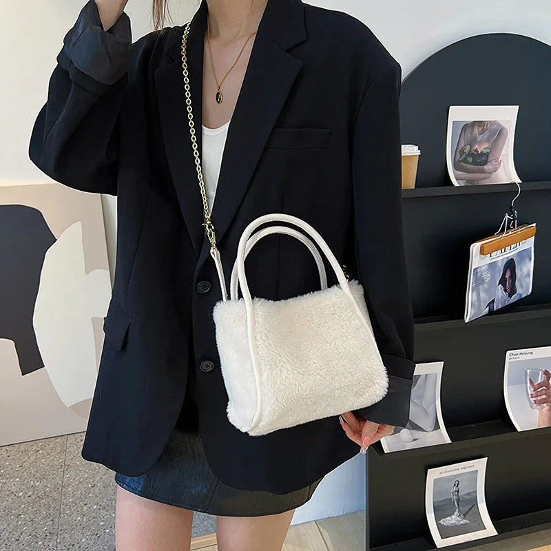 Plush Bucket Bag Autumn Winter Shoulder Chains Handbags