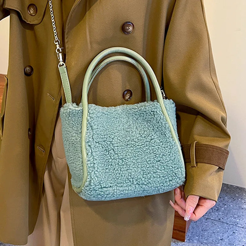 Plush Bucket Bag Autumn Winter Shoulder Chains Handbags