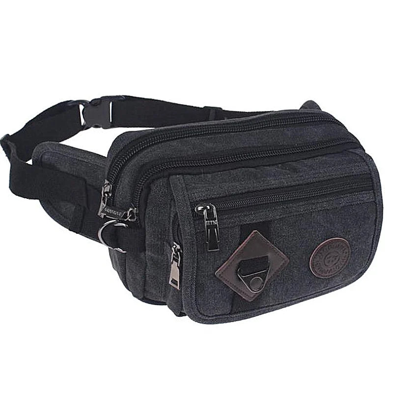 Casual Canvas Men Waist Packs Vintage Messenger Bags Men Phone Purse Travel Bag