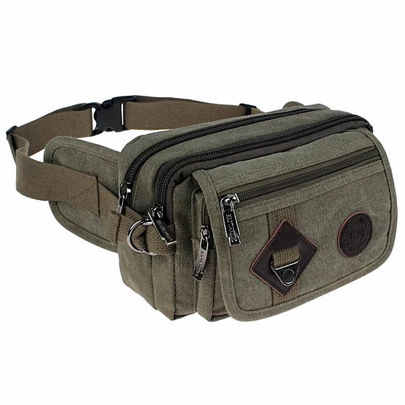 Casual Canvas Men Waist Packs Vintage Messenger Bags Men Phone Purse Travel Bag