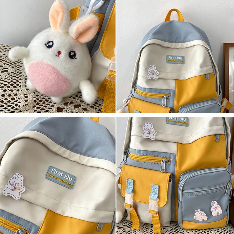 High School Girl Backpack Waterproof Nylon Student Schoolbag