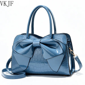 Bow-Knot Messenger Bag Bright Leather Shoulder Bag