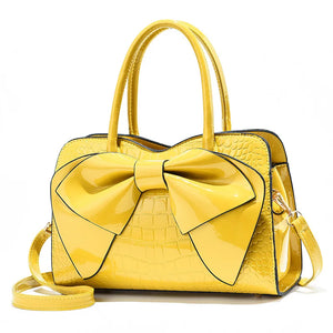 Bow-Knot Messenger Bag Bright Leather Shoulder Bag