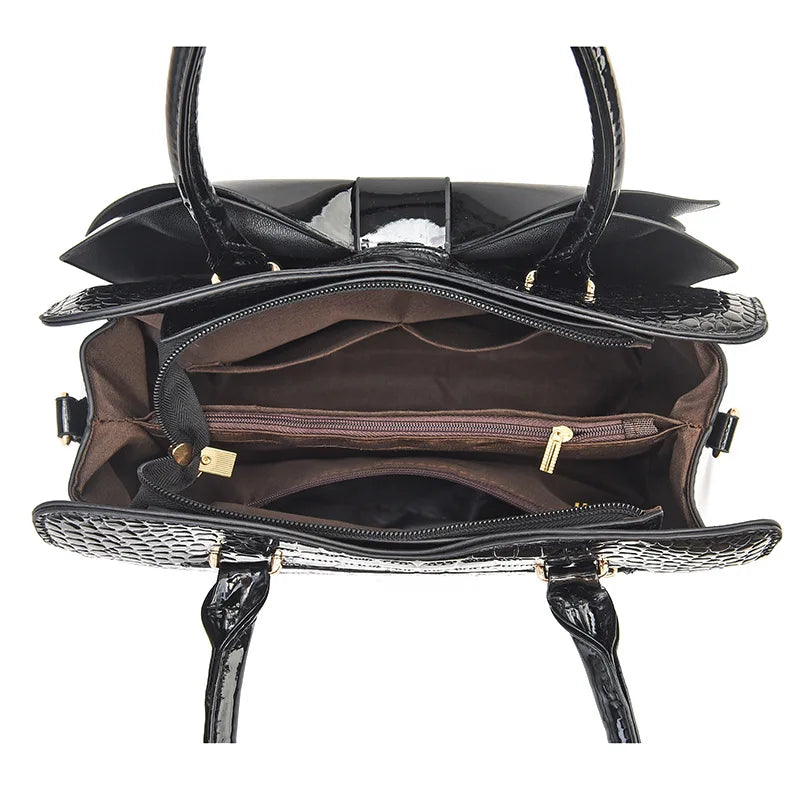 Bow-Knot Messenger Bag Bright Leather Shoulder Bag