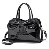 Bow-Knot Messenger Bag Bright Leather Shoulder Bag