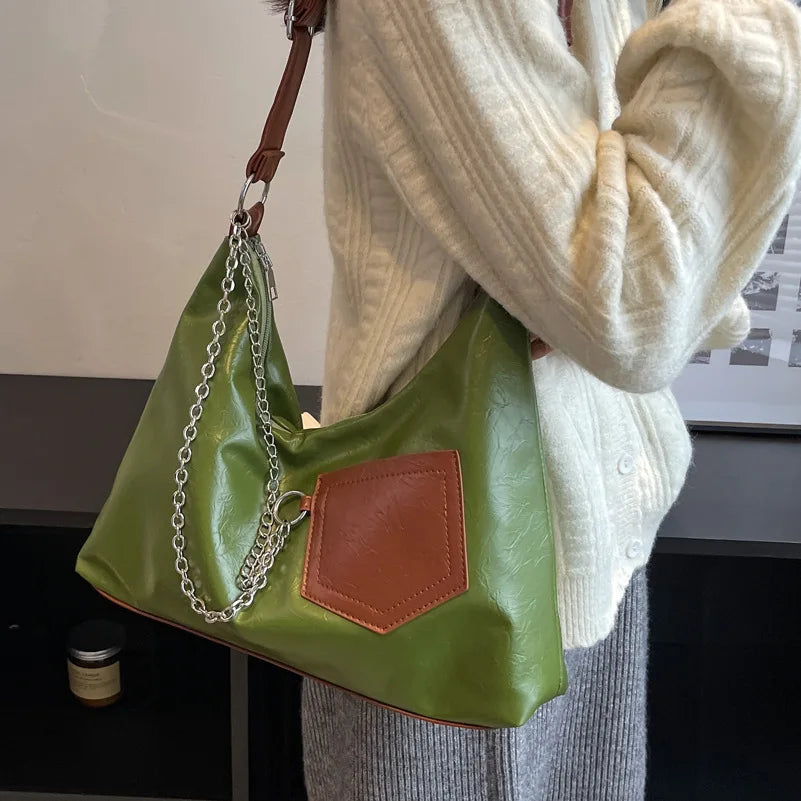 Large Capacity PU Leather Western Style Shoulder Bag