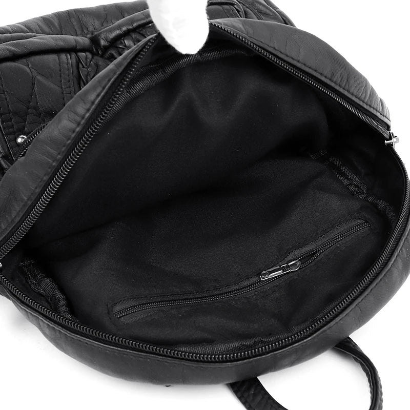 Soft Leather Shoulder Bag for Girls Small Travel Backpack