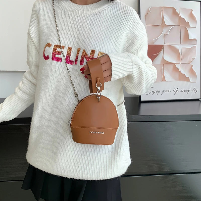 Leather Shoulder Bag for Women Bucket Crossbody Chain Satchel