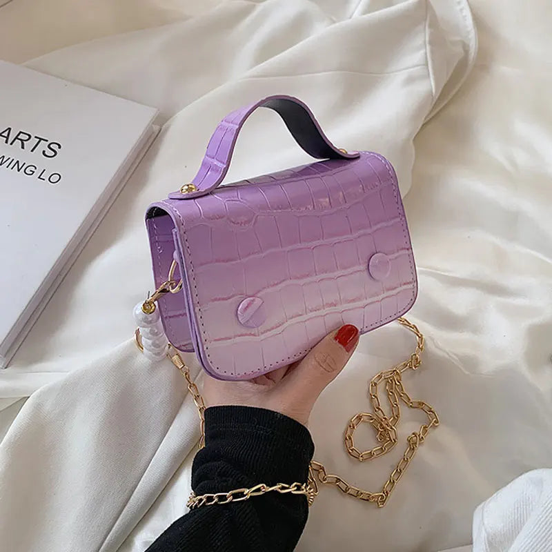 Mini PU Leather Shoulder Bag Retro Lady Crossbody Animal Prints Square Bag