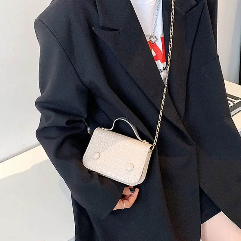 Mini PU Leather Shoulder Bag Retro Lady Crossbody Animal Prints Square Bag