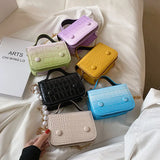 Mini PU Leather Shoulder Bag Retro Lady Crossbody Animal Prints Square Bag