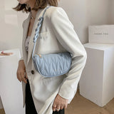 PU Leather Armpit Bags Women Weave Handle Crossbody Saddle Handbag