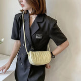 PU Leather Armpit Bags Women Weave Handle Crossbody Saddle Handbag