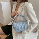 PU Leather Armpit Bags Women Weave Handle Crossbody Saddle Handbag