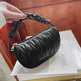 PU Leather Armpit Bags Women Weave Handle Crossbody Saddle Handbag