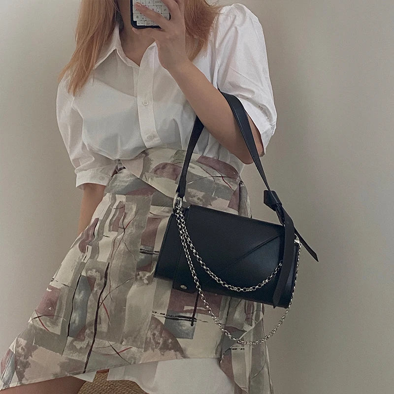 PU Leather Underarm Bag Chain Shoulder Tote Purse Handbag