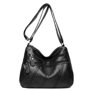 Women's Red Crossbody Bag with Multiple Zippers