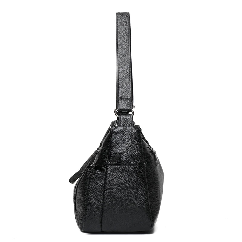 Women's Red Crossbody Bag with Multiple Zippers