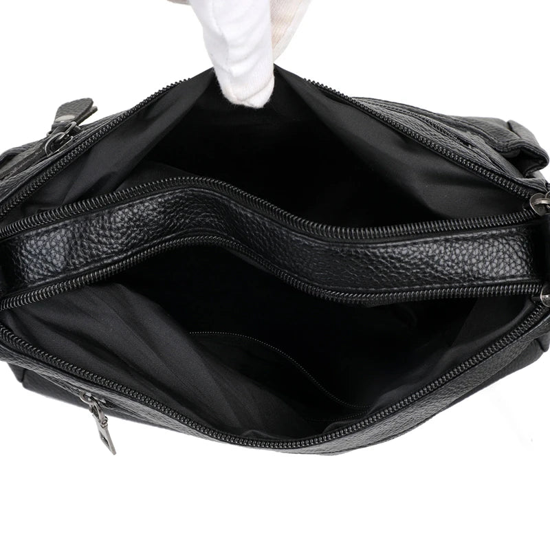 Women's Red Crossbody Bag with Multiple Zippers