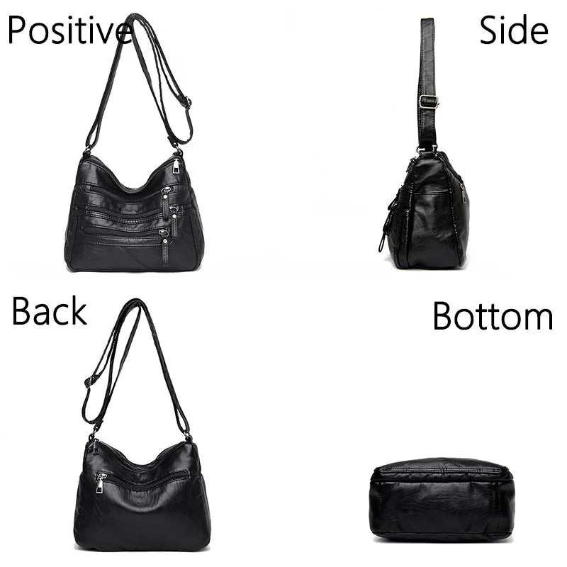 Soft Leather Purses Handbags Women Crossbody Shoulder Bags Multi-pocket