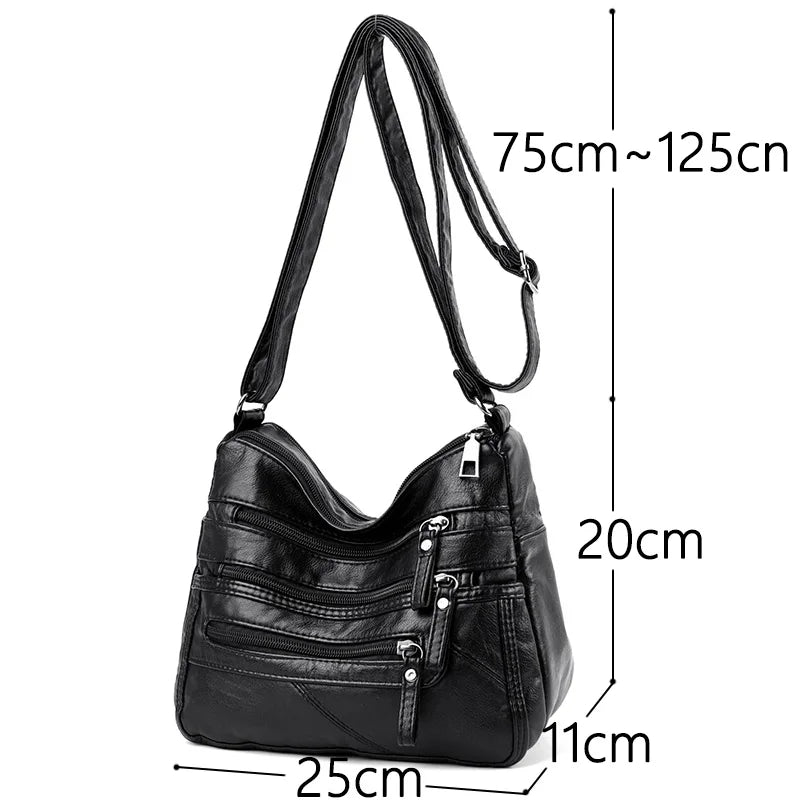 Soft Leather Purses Handbags Women Crossbody Shoulder Bags Multi-pocket