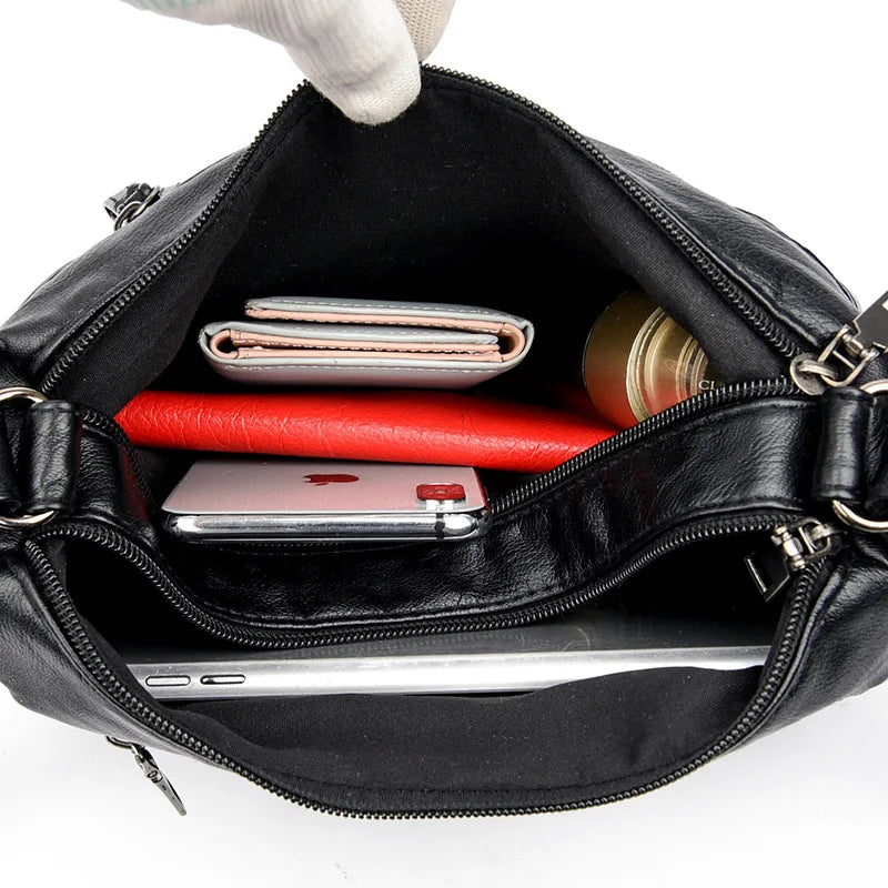 Soft Leather Purses Handbags Women Crossbody Shoulder Bags Multi-pocket