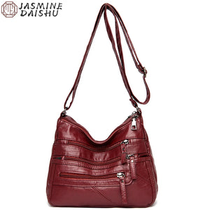 Soft Leather Purses Handbags Women Crossbody Shoulder Bags Multi-pocket