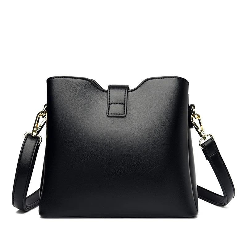 Soft PU Leather Hasp Shoulder Bag Handbag Large Capacity Crossbody Bag