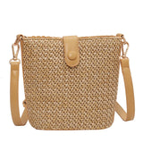 Straw Woven Bucket Bag Casual Summer Vacation Wild Single Shoulder Messenger Bag