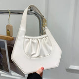 Ruched PU Leather Underarm Bag Solid Women Shoulder Bag Handbags