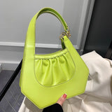 Ruched PU Leather Underarm Bag Solid Women Shoulder Bag Handbags