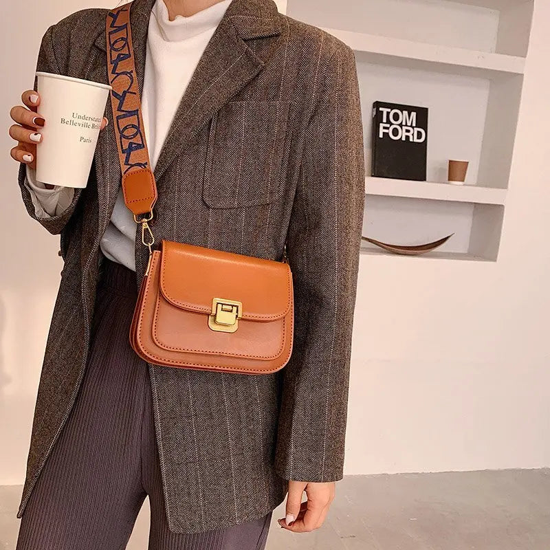 Vintage Brown Leather Handbag Crossbody Messenger Bag