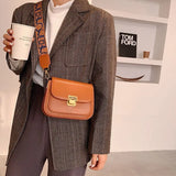 Vintage Brown Leather Handbag Crossbody Messenger Bag