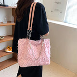 Casual Canvas Chains Tote Bag Vintage Denim Handbag Women Shoulder Bags