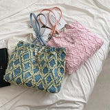 Casual Canvas Chains Tote Bag Vintage Denim Handbag Women Shoulder Bags