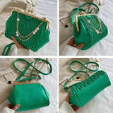 Casual Chain Crossbody Bag for Women - Pleated Handbag