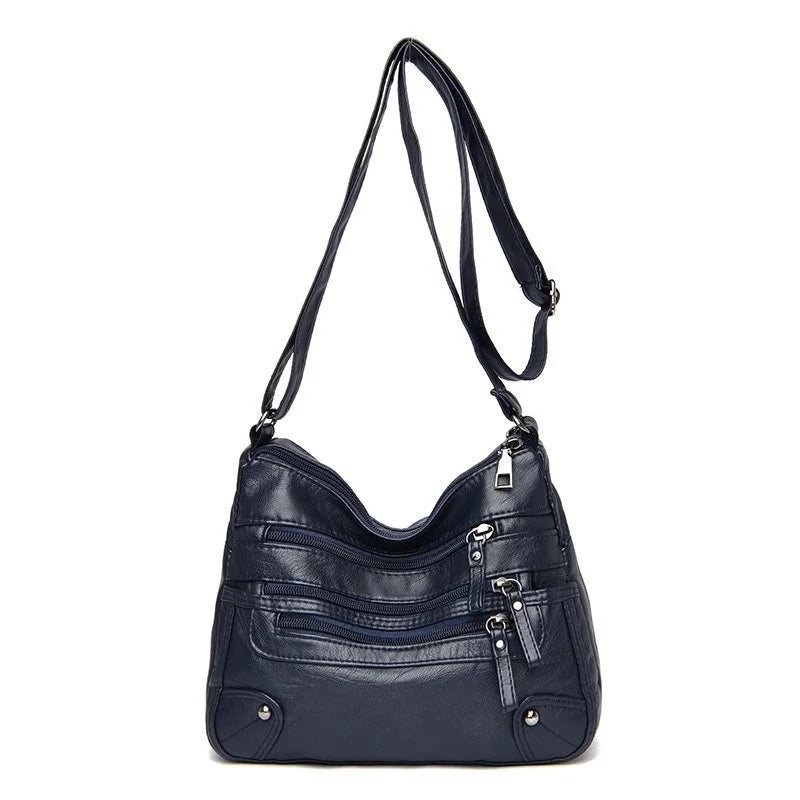 Soft Leather Shoulder Bag Multi-Layer Crossbody Handbag