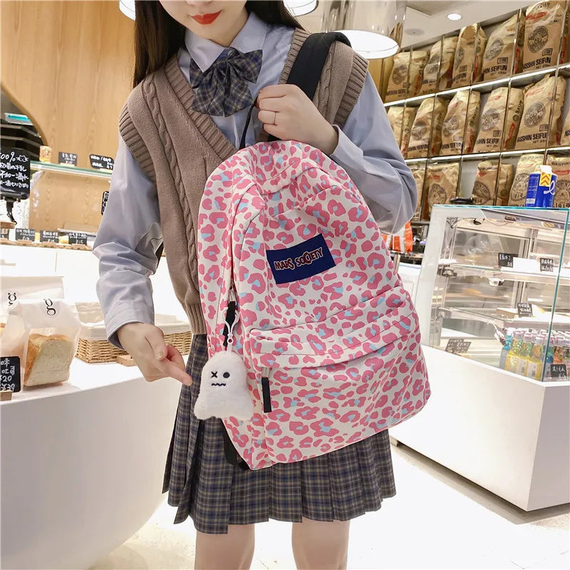 Leopard Print High School Backpack
