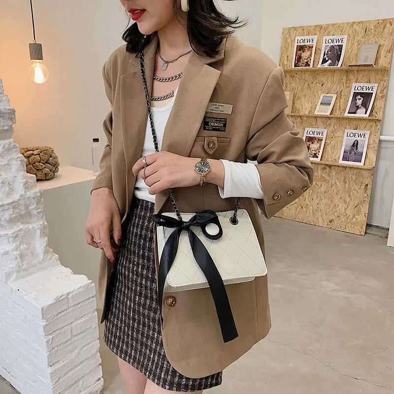 High-end Lingge Chain Messenger Bag All-match Shoulder Bag