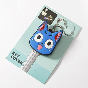 Cartoon Key Cover with LED Lamp Silicone Protective Case Holder Key Chain