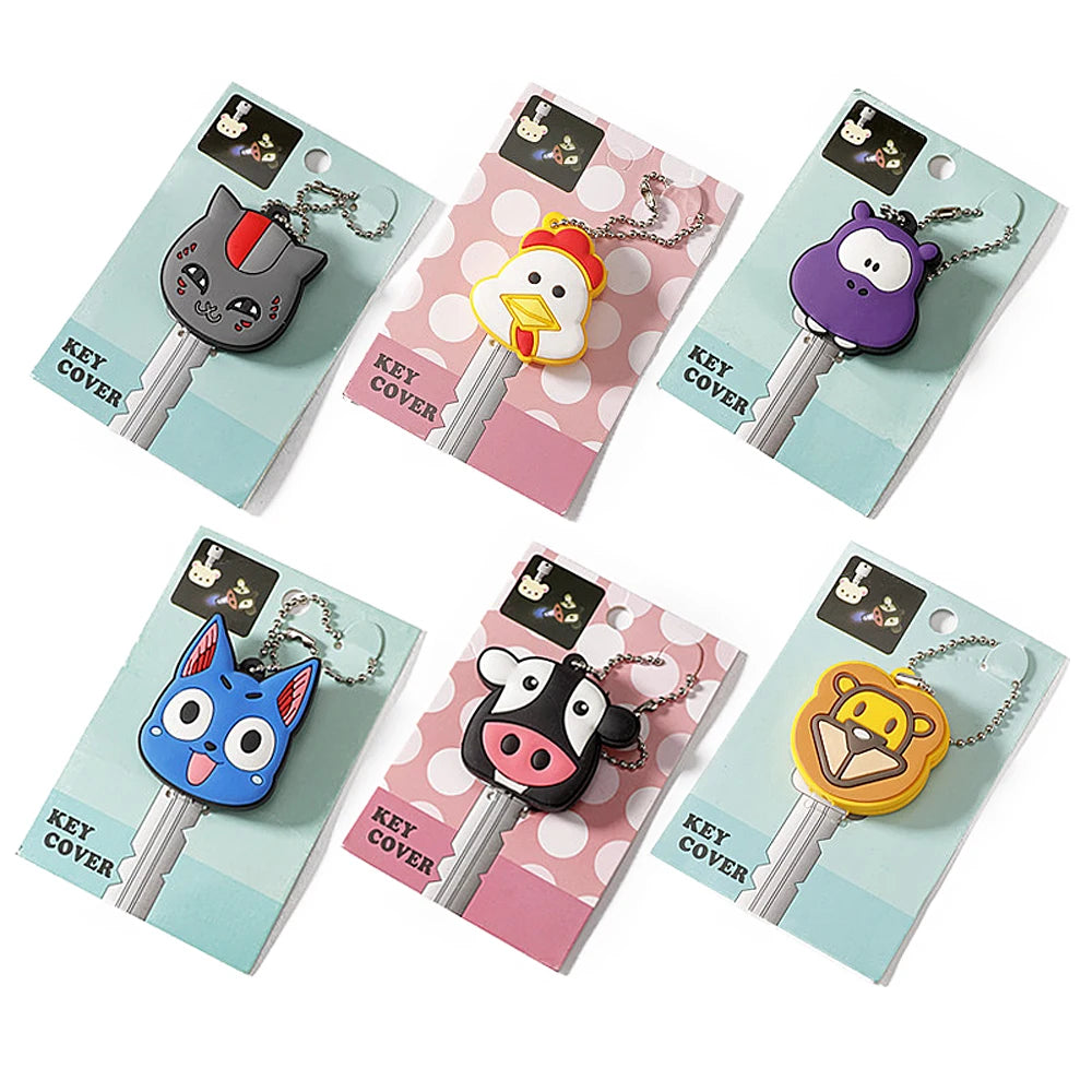 Cartoon Key Cover with LED Lamp Silicone Protective Case Holder Key Chain