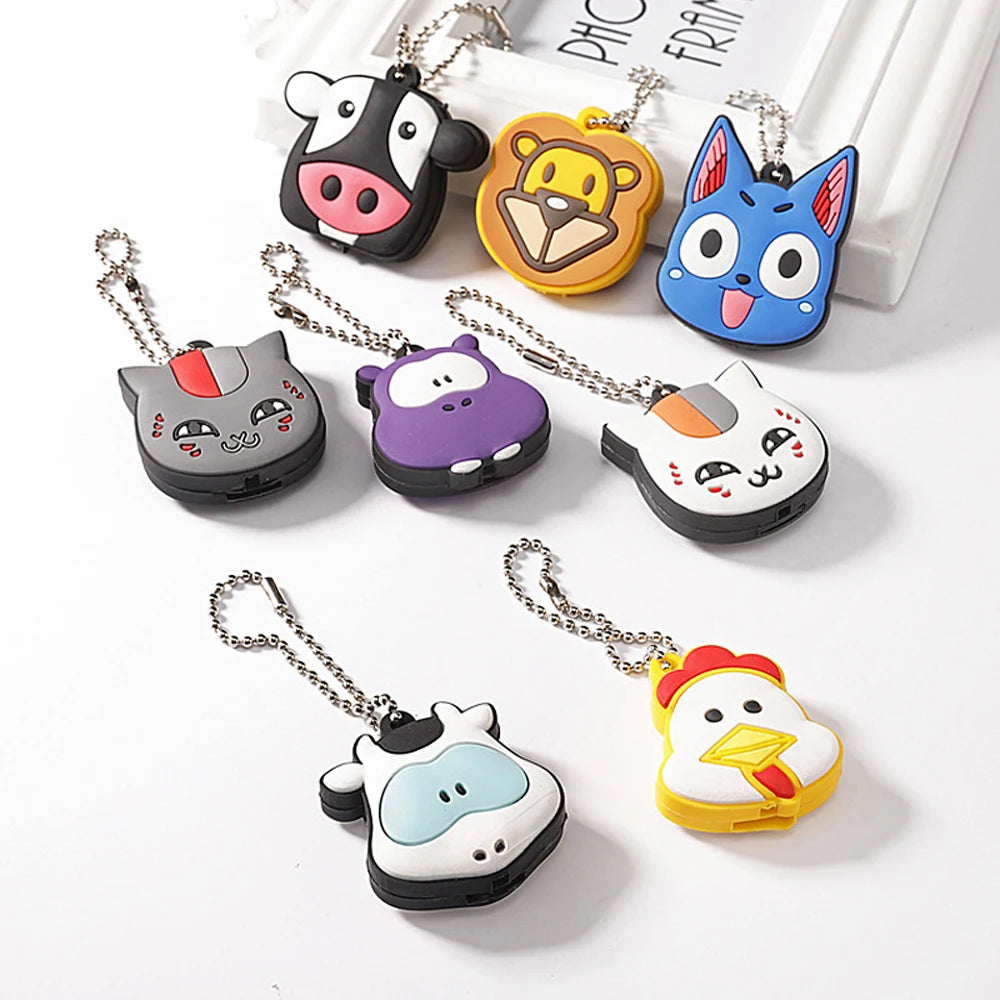 Cartoon Key Cover with LED Lamp Silicone Protective Case Holder Key Chain