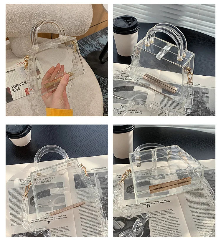 Acrylic Plastic Bags Small Ladies Hand-held Chain Handbags