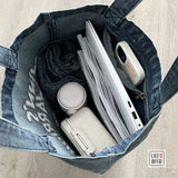 Denim Tote Book Bag Student Messenger Bag Crossbody Bag