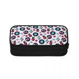 Hippie Seamless Rock Pattern Vinyl Pen Box Student School Anime Zipper Pen Bag